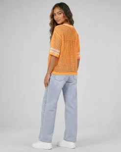 Oranje Jersey Shirt met Cijferprint en Korte Mouwen
