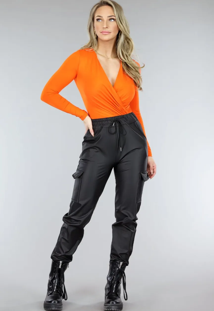 Oranje Longsleeve Basic Body met Overslag