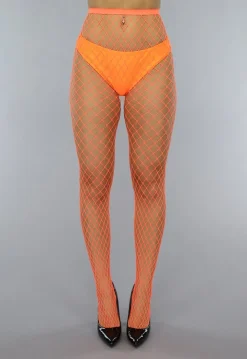 Oranje Netpanty met Grote Fishnet