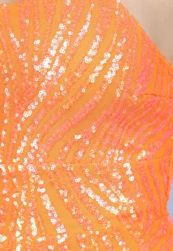 Oranje Pailletten Bodycon Jurk met Veterdetail