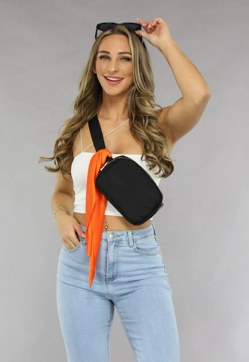 Oranje Ribstof Sjaal met Babylock
