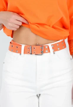 Oranje Riem met Metalen Gesp en Oogjes