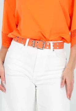 Oranje Riem met Metalen Gesp en Oogjes