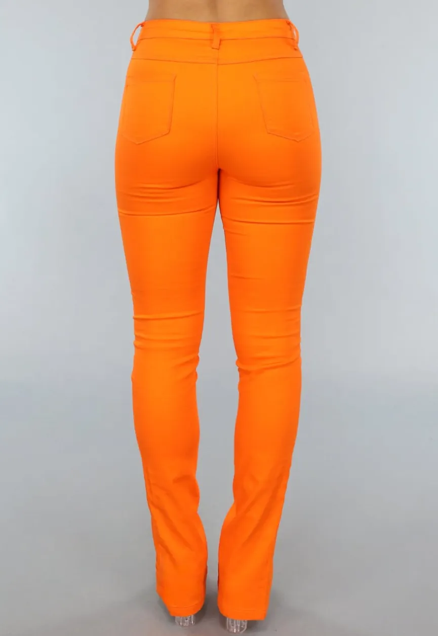 Oranje Skinny Jeans met Split