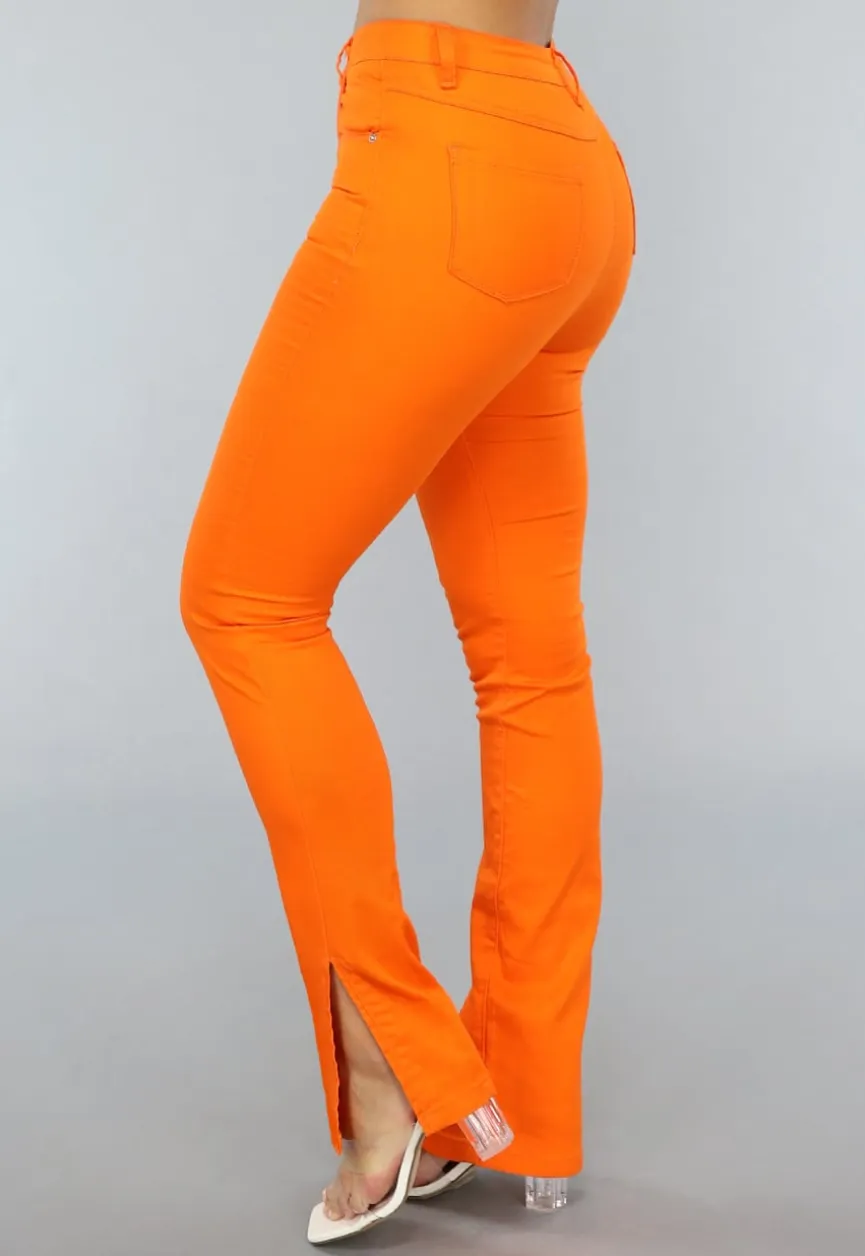 Oranje Skinny Jeans met Split