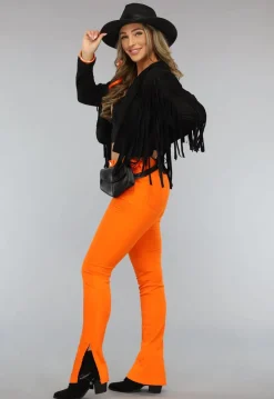 Oranje Skinny Jeans met Split