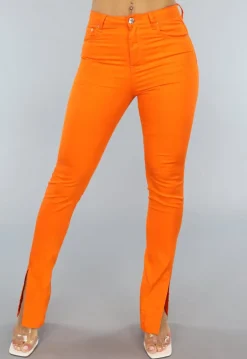 Oranje Skinny Jeans met Split
