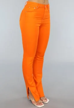 Oranje Skinny Jeans met Split