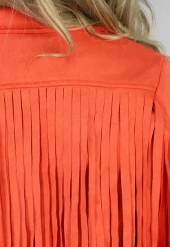 Oranje Suèdelook Fringe Jasje