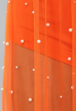Oranje Three Piece Set met Parel Rok