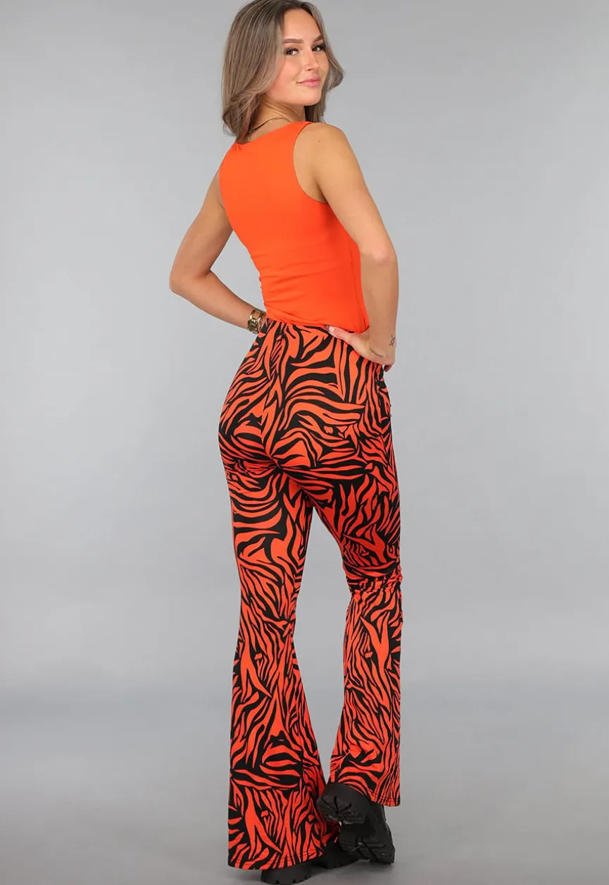 Oranje Top met Vierkant Uitgesneden Hals