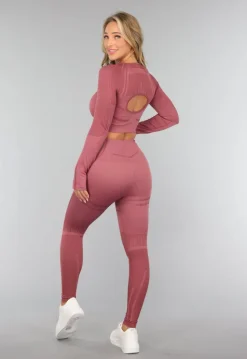 Oudroze Longsleeve Fitness Set met Duimgaten