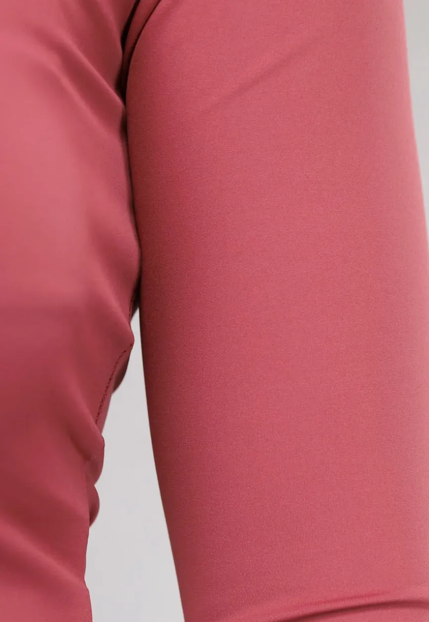 Oudroze Longsleeve Top met Vierkante Hals