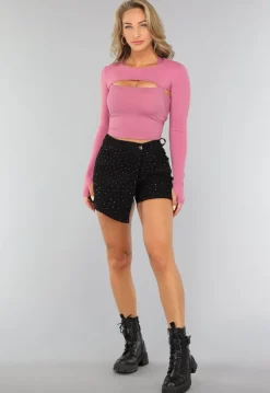 Oudroze Sportieve Bolero met Brede Hals