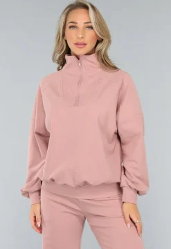Oudroze Trui met Rits Detail