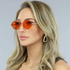 Ovalen Zonnebril met Oranje Glazen