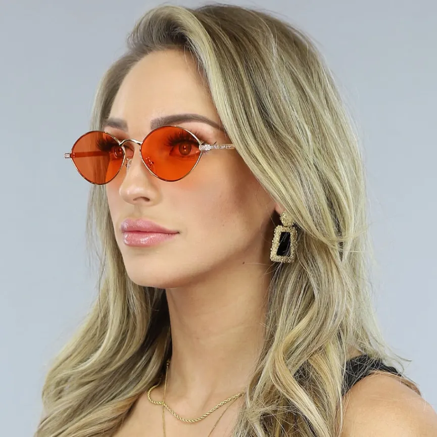 Ovalen Zonnebril met Oranje Glazen