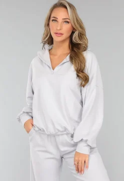 Oversized Trui met Rits in Lichtblauw