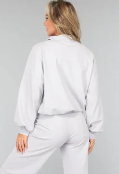 Oversized Trui met Rits in Lichtblauw