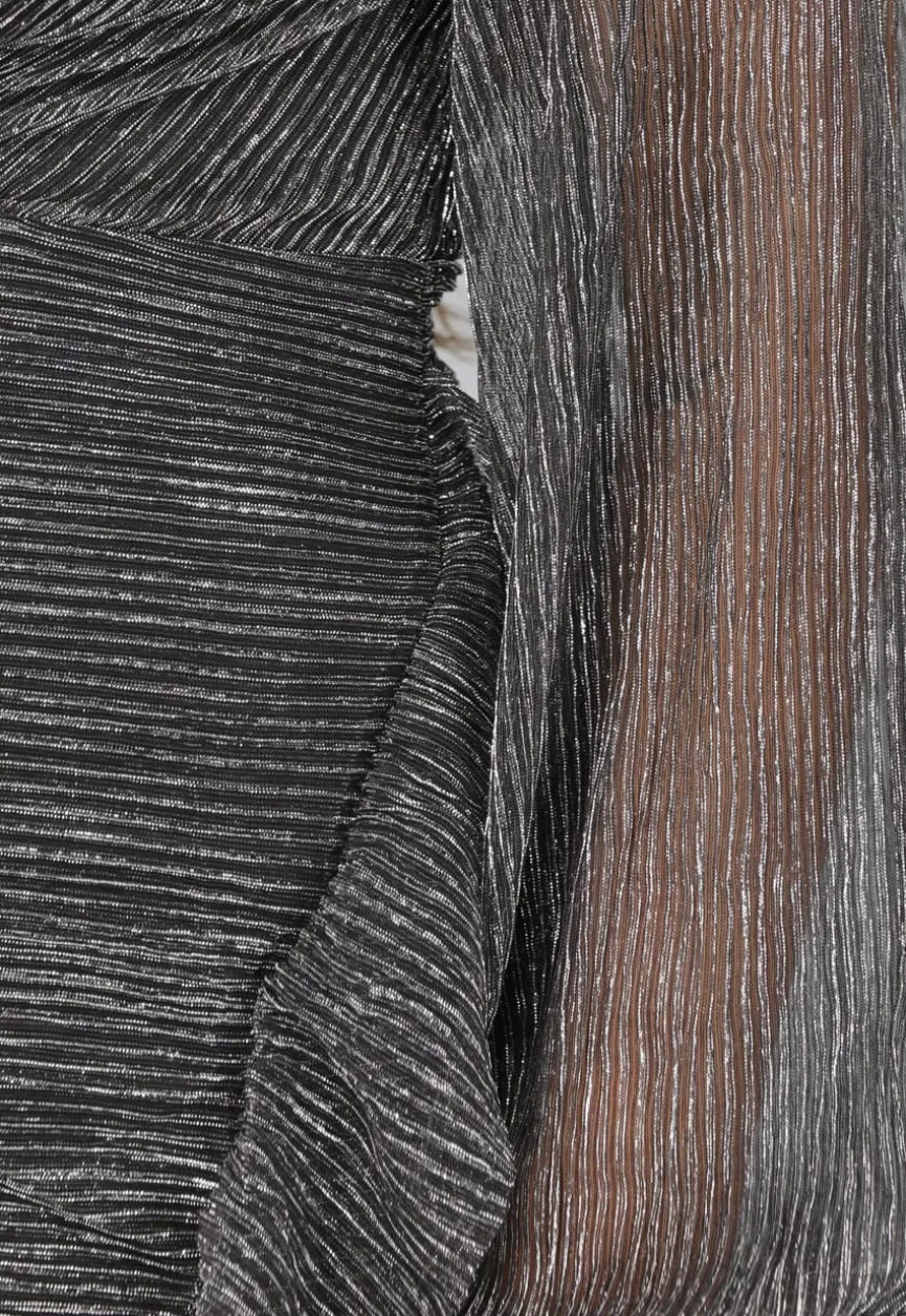 Overslag Jurk met Zilveren Glitter Strepen