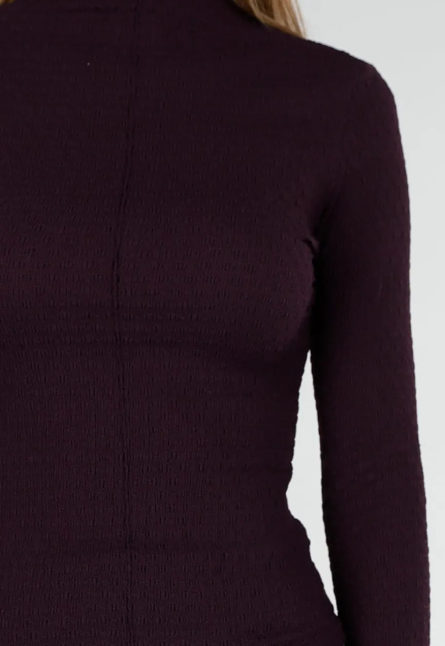 Paarse Coltop met Lange Mouwen en Stretch