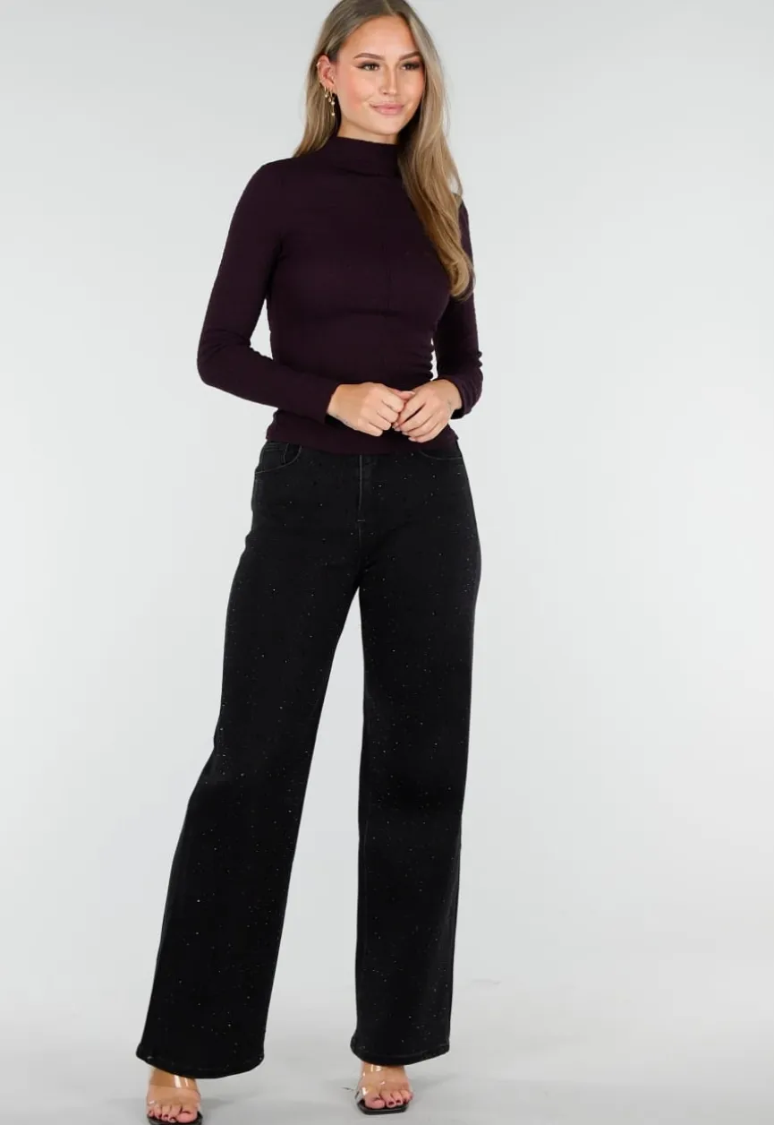 Paarse Coltop met Lange Mouwen en Stretch