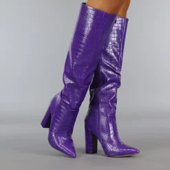 Paarse Croco Laars met Spitse Neus