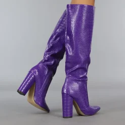 Paarse Croco Laars met Spitse Neus