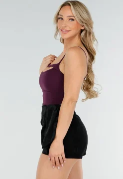 Paarse Cut-Out Top met Spaghetti Bandjes en Stretchmateriaal