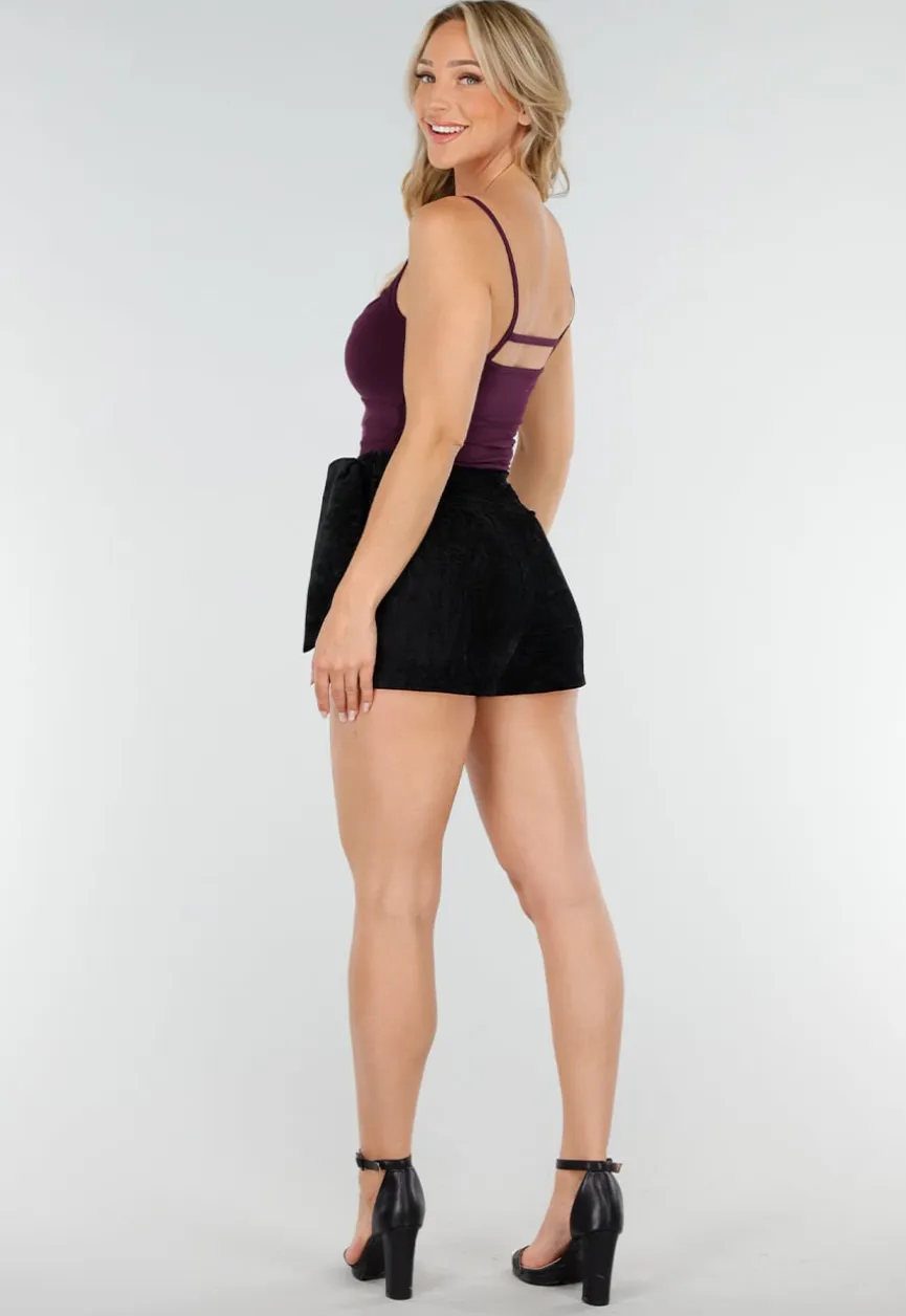Paarse Cut-Out Top met Spaghetti Bandjes en Stretchmateriaal
