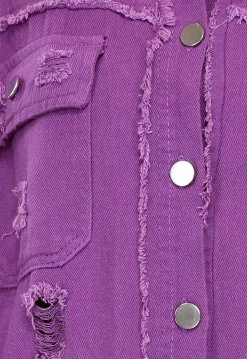 Paarse Denim Blouse met Zakken
