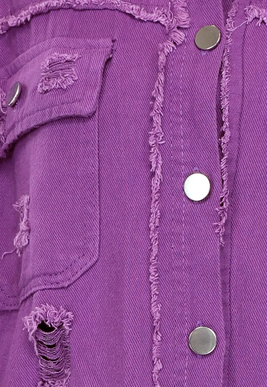 Paarse Denim Blouse met Zakken
