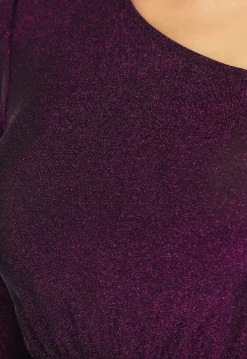 Paarse Glitter Top met One Sleeve