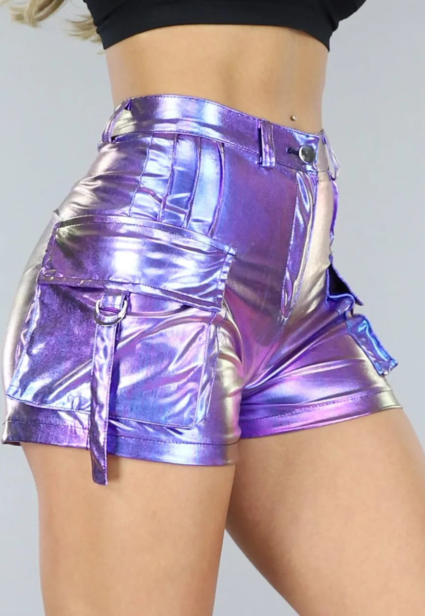 Paarse Holografische Cargo Short