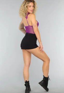 Paarse Kanten Strappy Bodysuit