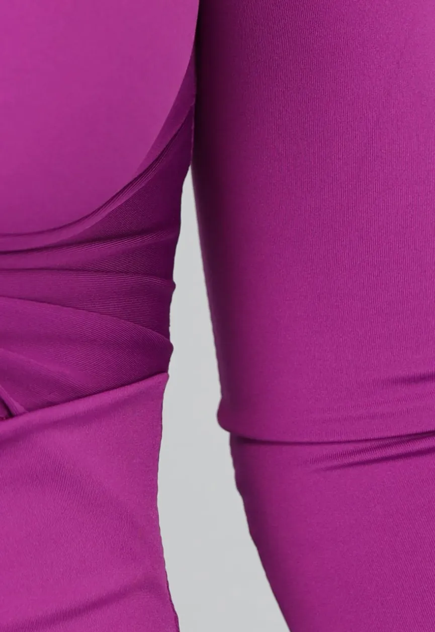 Paarse Lange Jurk met Cutout