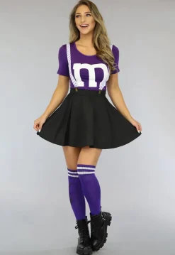 Paarse M&M Kostuum