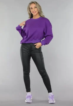 Paarse Sweater met Schuine Afwerking