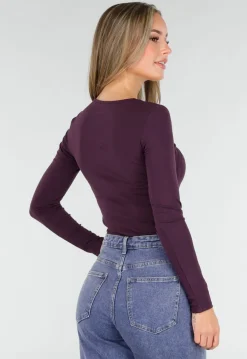 Paarse Top met Cut Out Detail