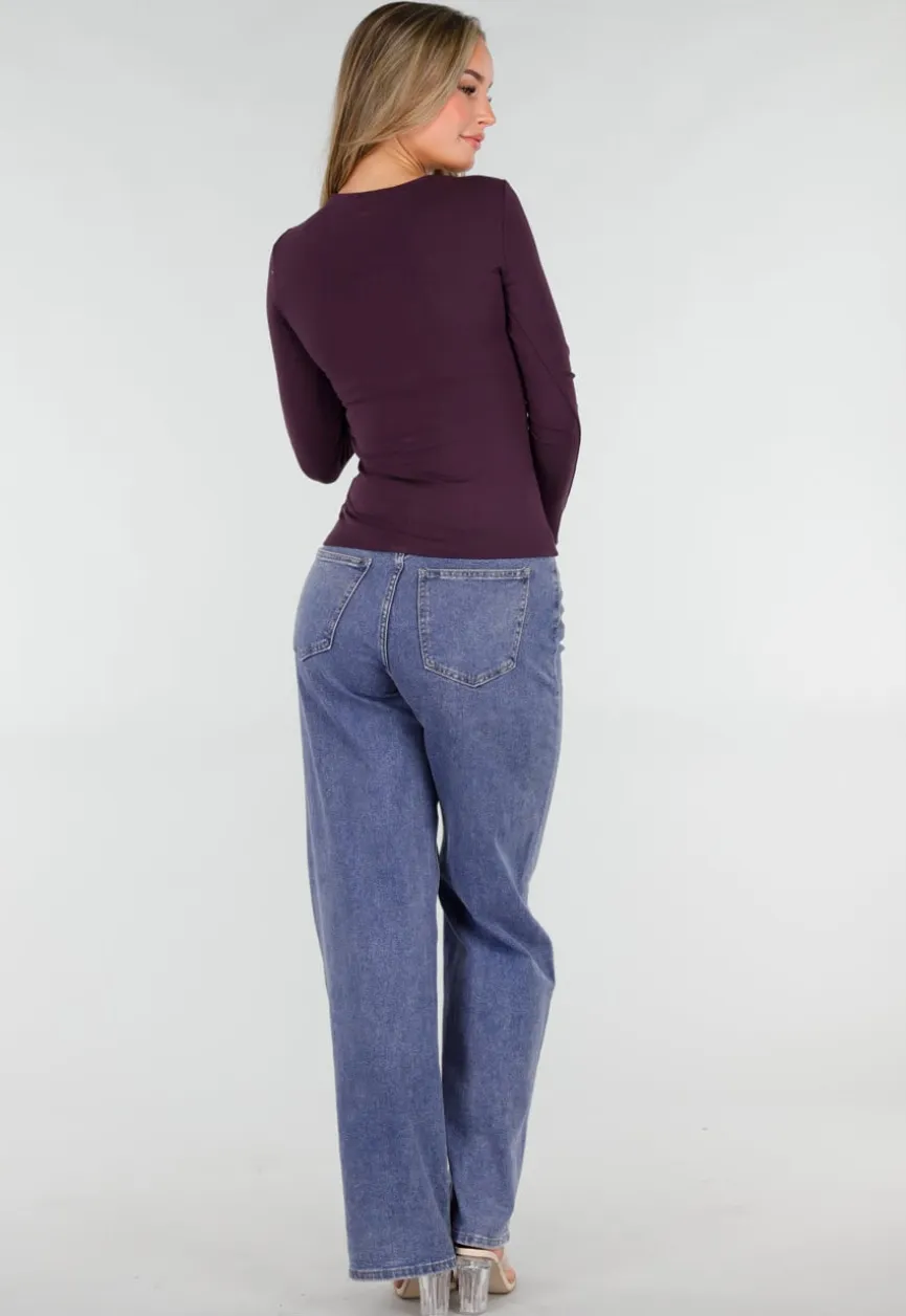 Paarse Top met Cut Out Detail