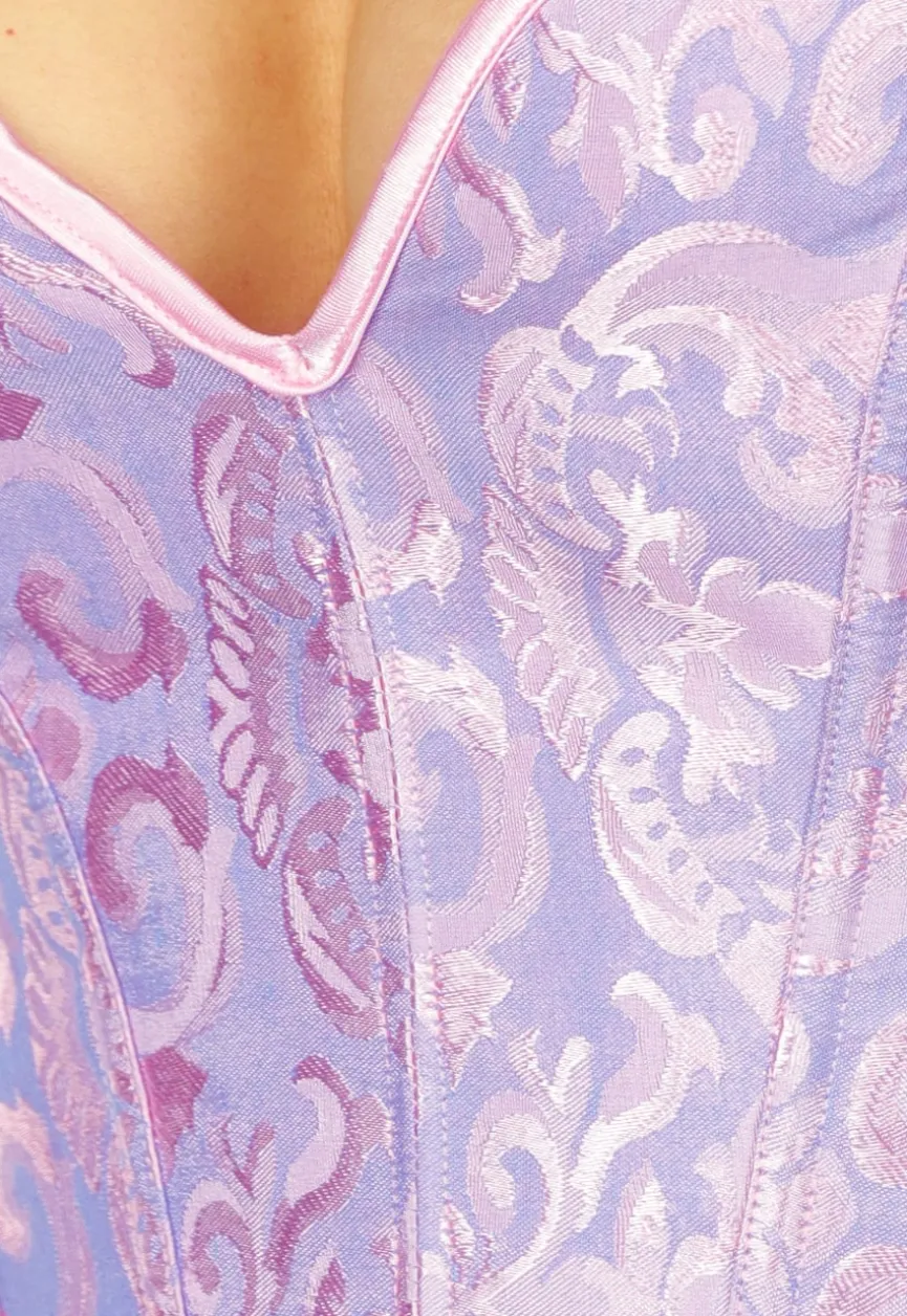 Paars/Roze Satin Korset Top met Ornamenten