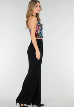 Pailleten Cropped Haltertop met Blauw en Paars
