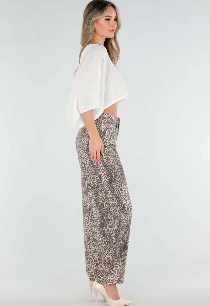 Panterprint Balloon Jeans met High Waist en Barrel Pijpen