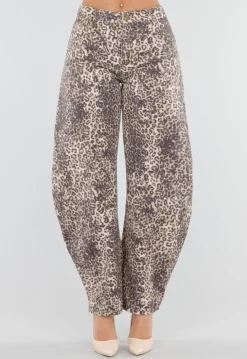 Panterprint Balloon Jeans met High Waist en Barrel Pijpen