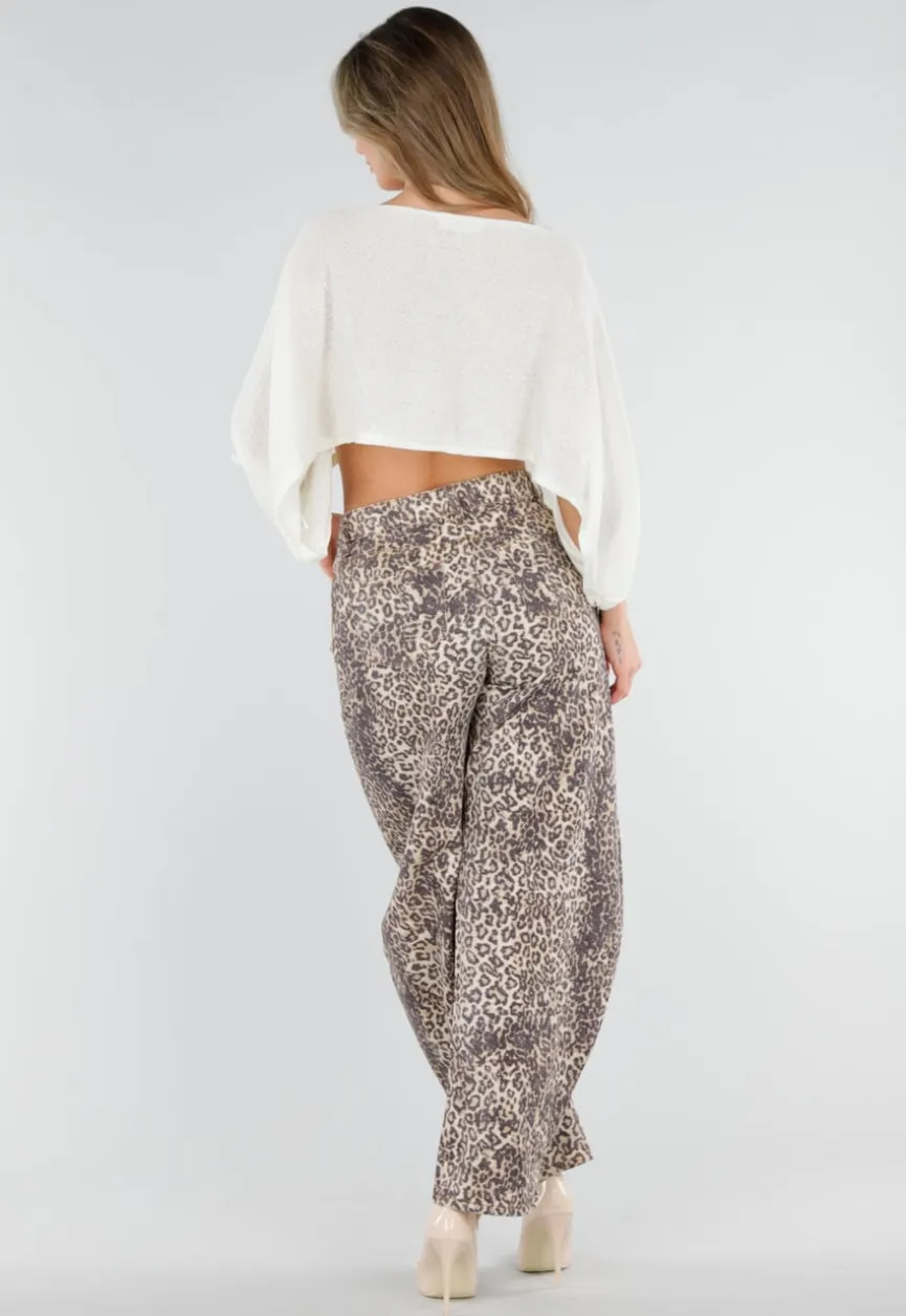 Panterprint Balloon Jeans met High Waist en Barrel Pijpen