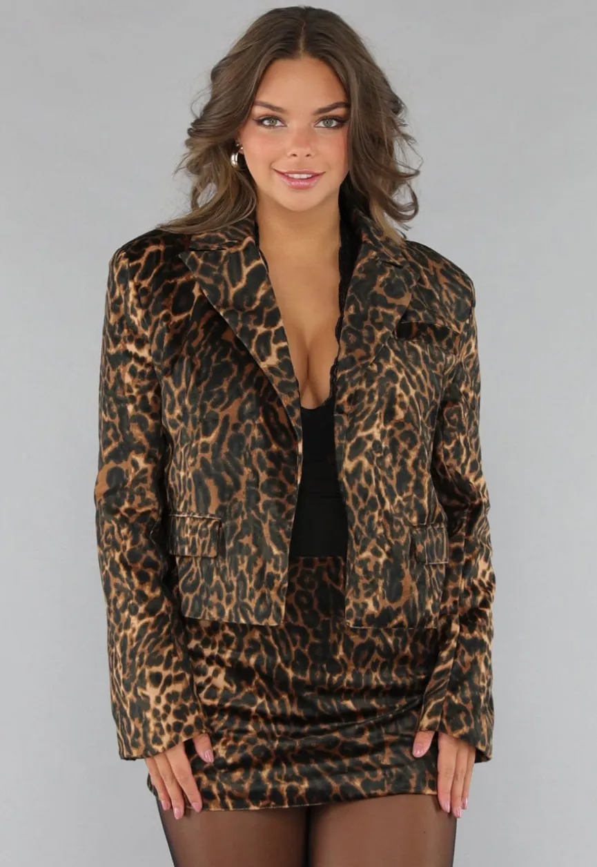 Panterprint Blazer met Zakken