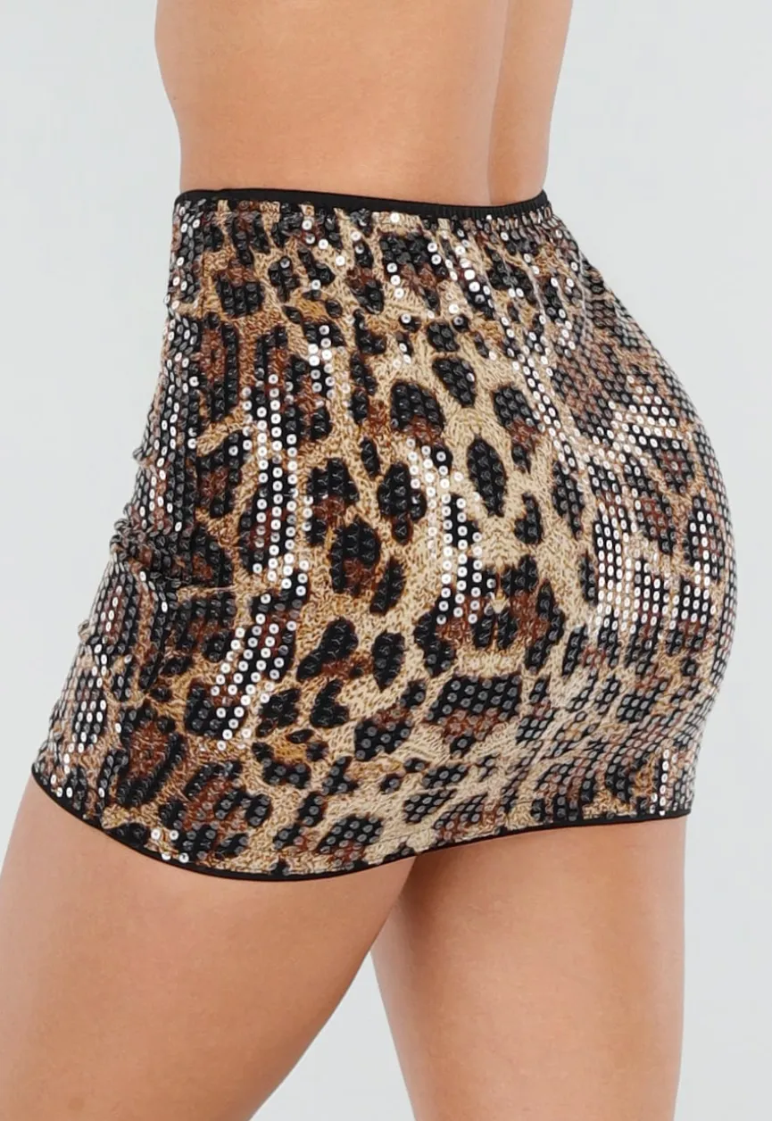 Panterprint Rok met Pailletten en Stretch