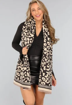 Panterprint Sjaal in Beige Kleur