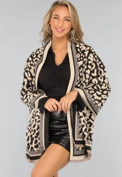 Panterprint Sjaal in Beige Kleur