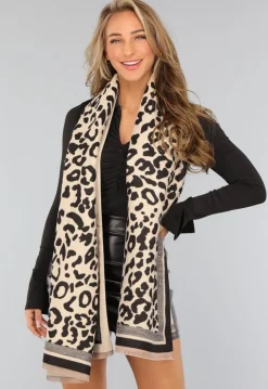 Panterprint Sjaal in Beige Kleur
